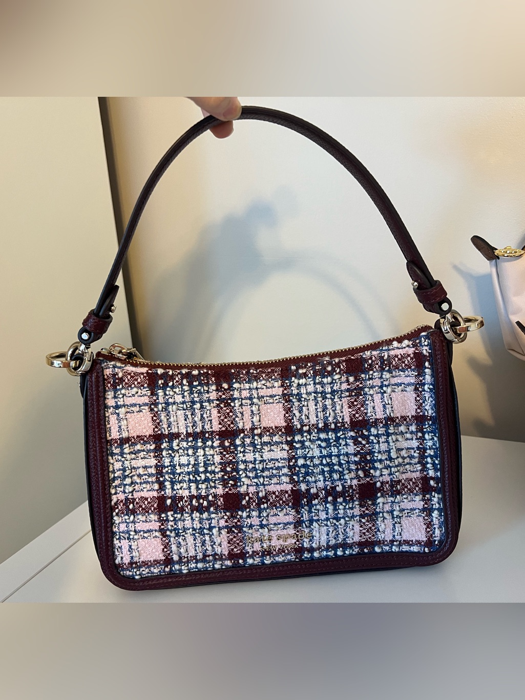 Kate Spade Pink, Burgundy & Navy Tweed Shoulder Bag